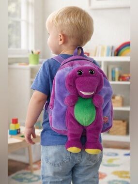 Barney Plush Backpack Toddler Purple Dinosaur Kids Bookbag Preschool Bag